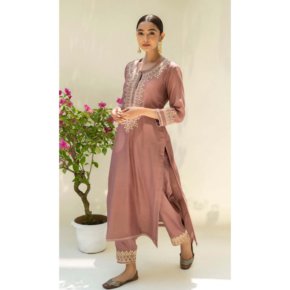 AM by Anita Mittal Brown Dastak Kurta with Pant and Dupatta