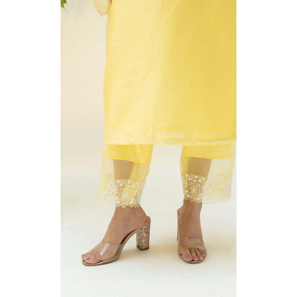 AM by Anita Mittal Yellow Fiza Kurta with Pant and Dupatta