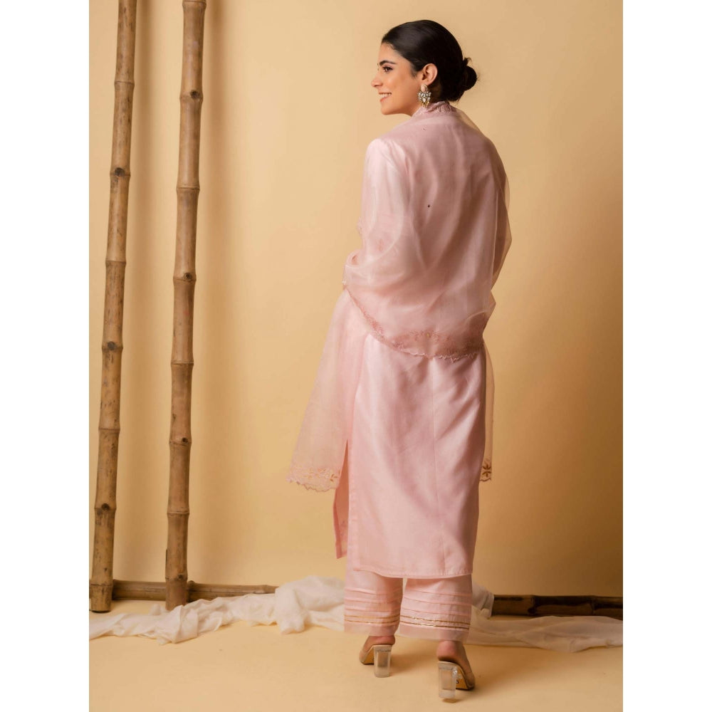 AM by Anita Mittal Pink Gota-Cord Kurta with Pant and Dupatta