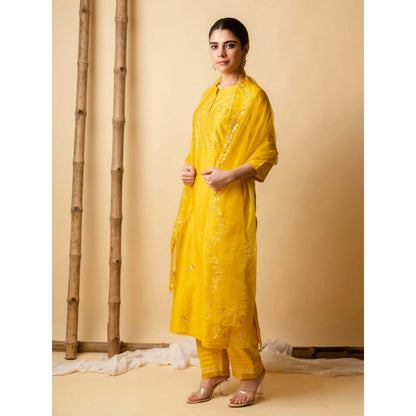 AM by Anita Mittal Mustard Gota-Cord Kurta with Pant and Dupatta