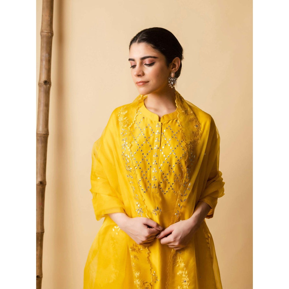 AM by Anita Mittal Mustard Gota-Cord Kurta with Pant and Dupatta