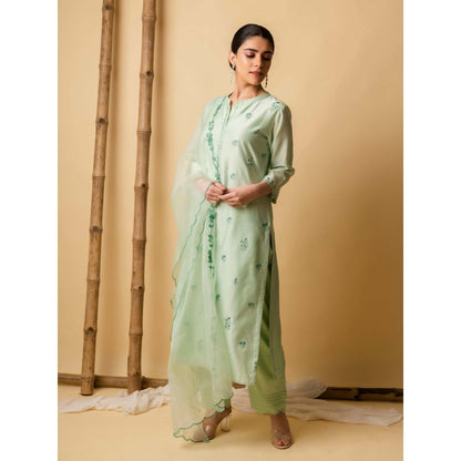 AM by Anita Mittal Green Lajjoo Kurta with Pant and Dupatta
