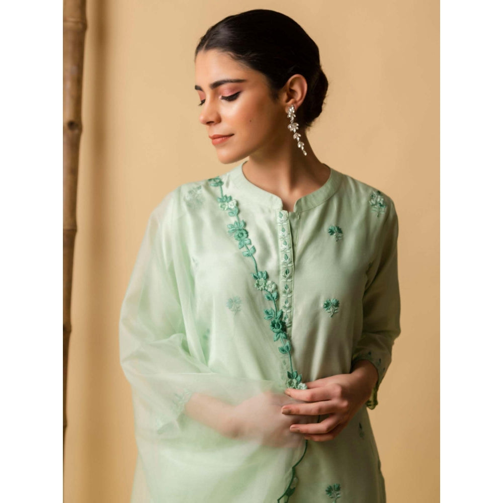 AM by Anita Mittal Green Lajjoo Kurta with Pant and Dupatta