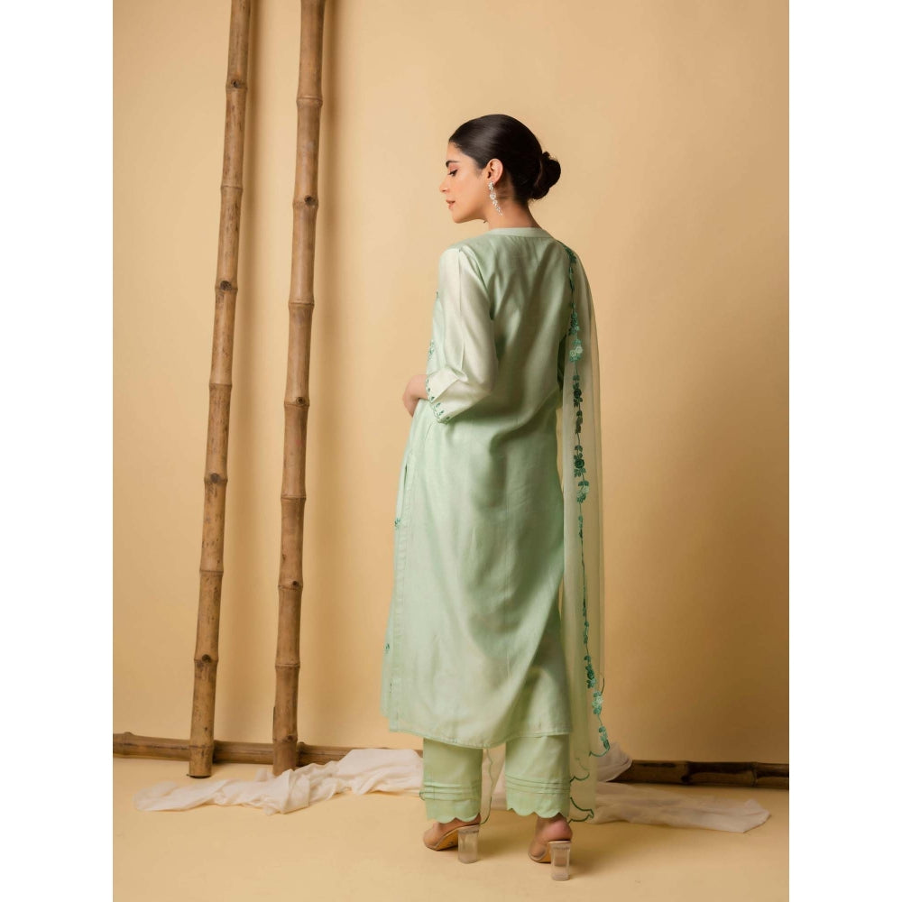 AM by Anita Mittal Green Lajjoo Kurta with Pant and Dupatta