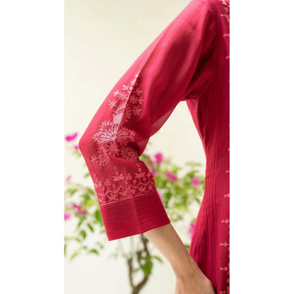 AM by Anita Mittal Red Parchhai Kurta with Pant and Dupatta