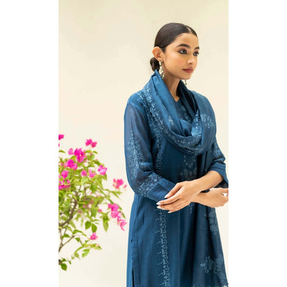 AM by Anita Mittal Teal Parchhai Kurta with Pant and Dupatta