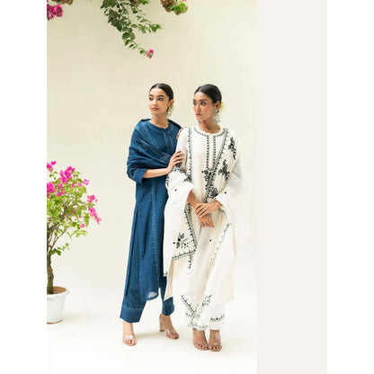 AM by Anita Mittal Teal Parchhai Kurta with Pant and Dupatta