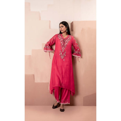 AM by Anita Mittal Red Alaya A-Line Kurta with Pant