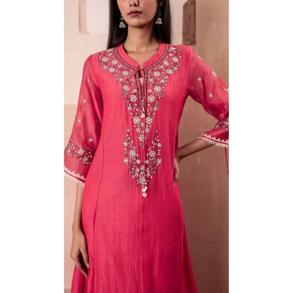 AM by Anita Mittal Red Alaya A-Line Kurta with Pant