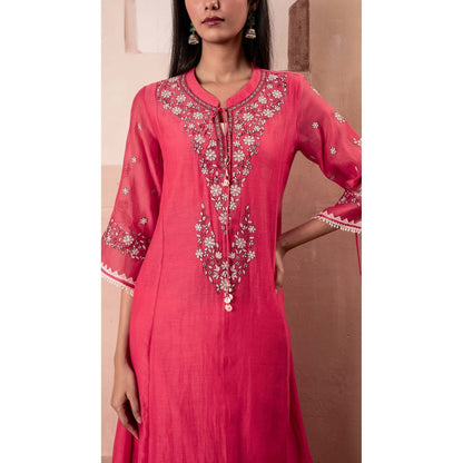 AM by Anita Mittal Red Alaya A-Line Kurta with Pant