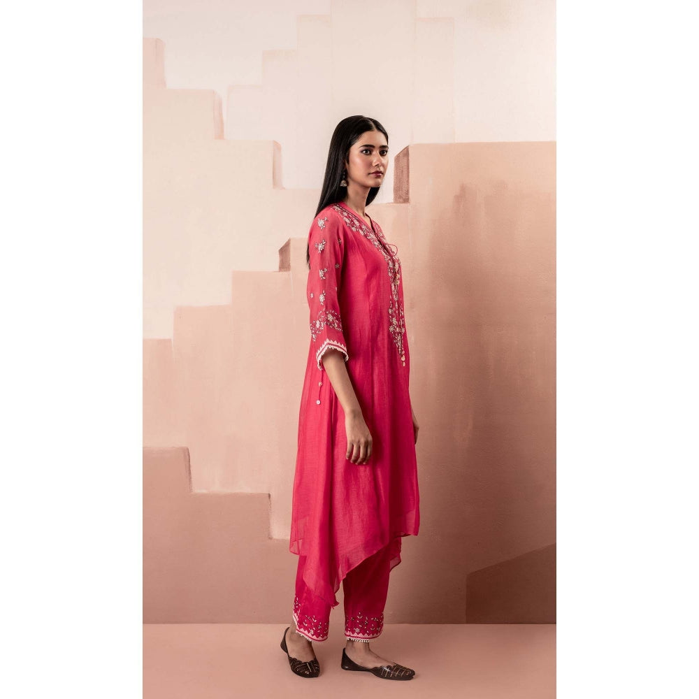 AM by Anita Mittal Red Alaya A-Line Kurta with Pant