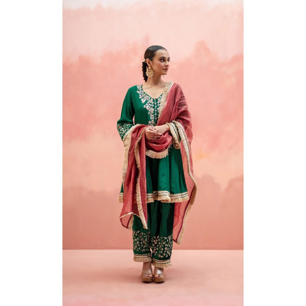 AM by Anita Mittal Anjum Green Kurta with Pant and Dupatta