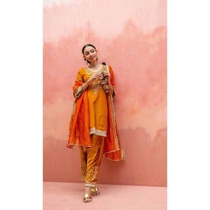 AM by Anita Mittal Anjum Mustard Kurta with Pant and Dupatta