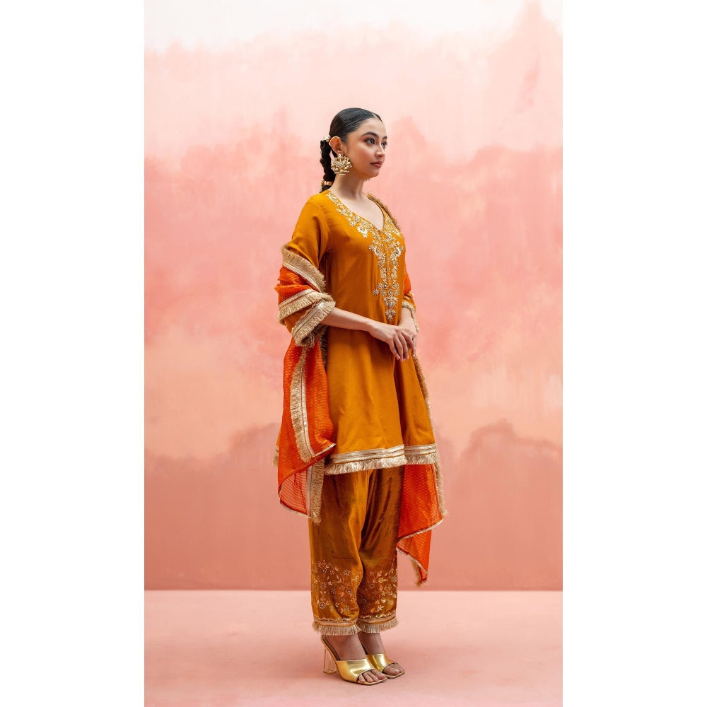AM by Anita Mittal Anjum Mustard Kurta with Pant and Dupatta