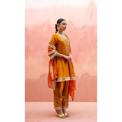AM by Anita Mittal Anjum Mustard Kurta with Pant and Dupatta