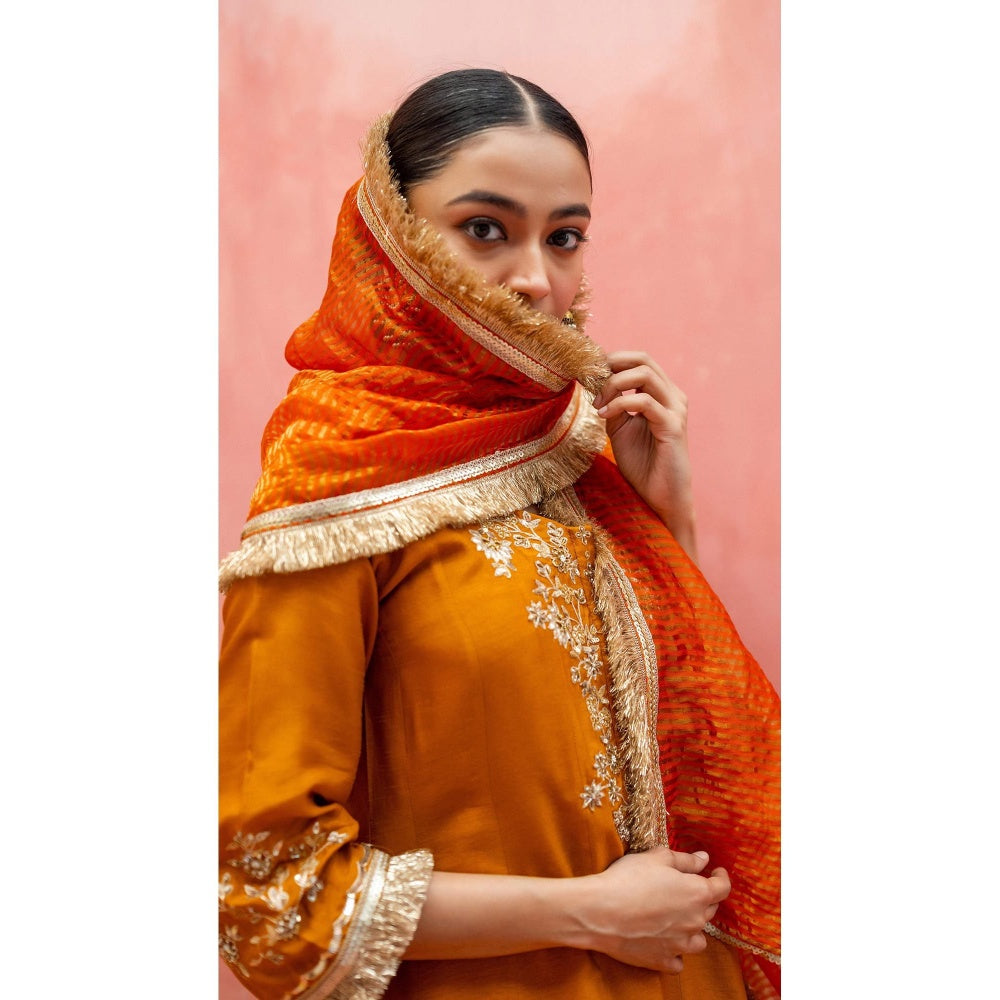 AM by Anita Mittal Anjum Mustard Kurta with Pant and Dupatta