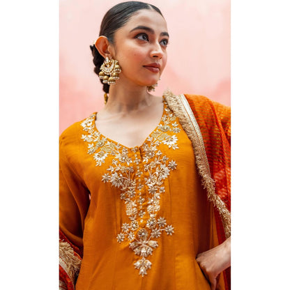 AM by Anita Mittal Anjum Mustard Kurta with Pant and Dupatta