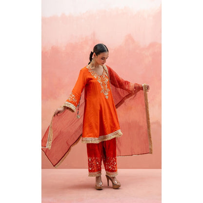 AM by Anita Mittal Anjum Orange Kurta with Pant and Dupatta