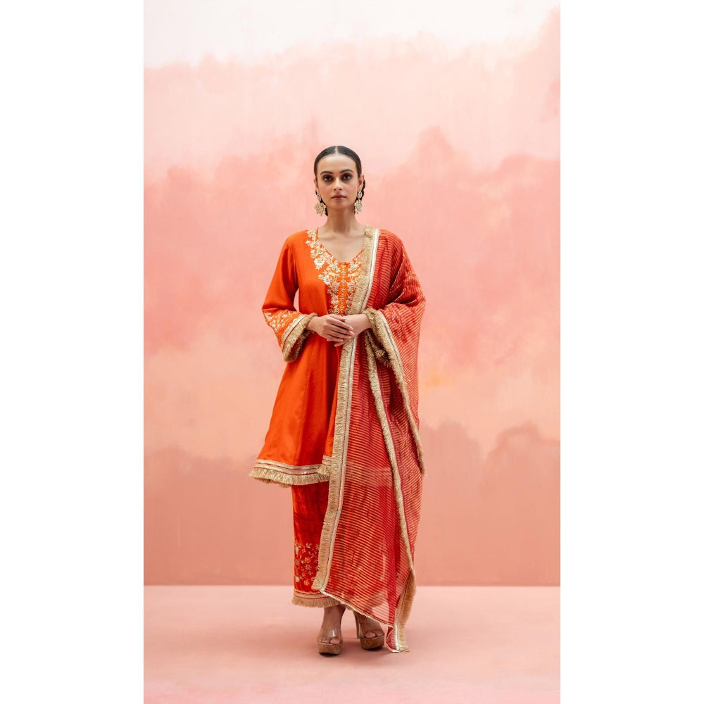 AM by Anita Mittal Anjum Orange Kurta with Pant and Dupatta