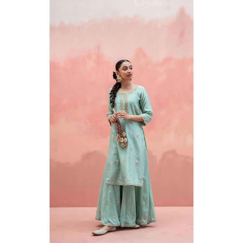 AM by Anita Mittal Noor Blue Kurta with Sharara and Dupatta