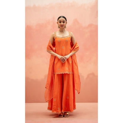 AM by Anita Mittal Noor Orange Kurti with Sharara and Dupatta