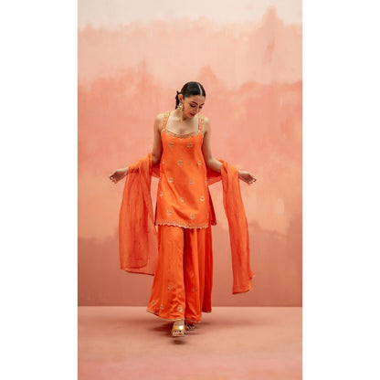 AM by Anita Mittal Noor Orange Kurti with Sharara and Dupatta