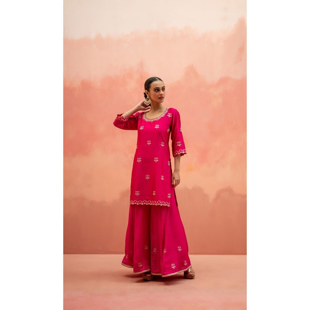 AM by Anita Mittal Noor Pink Kurta with Sharara and Dupatta