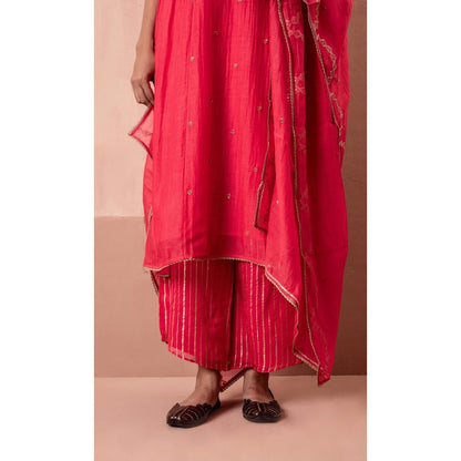 AM by Anita Mittal Chaand A-Line Pink Kurta with Pant and Dupatta