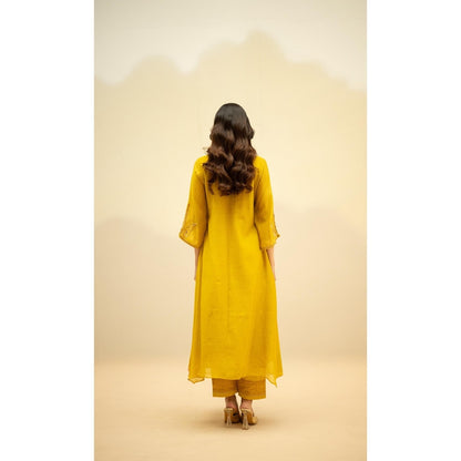 AM by Anita Mittal Chandini Yellow Kurta with Pant and Dupatta