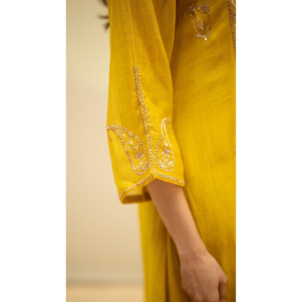 AM by Anita Mittal Chandini Yellow Kurta with Pant and Dupatta