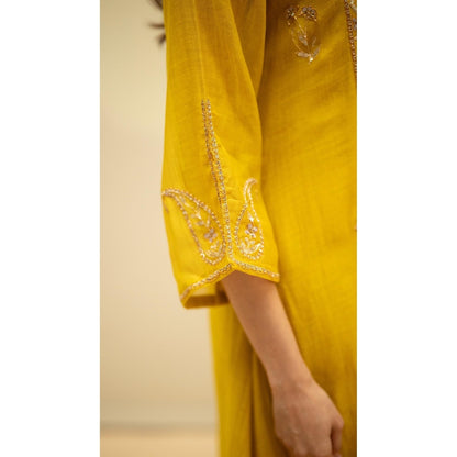 AM by Anita Mittal Chandini Yellow Kurta with Pant and Dupatta
