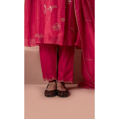 AM by Anita Mittal Gul A-Line Pink Kurta with Pant and Dupatta