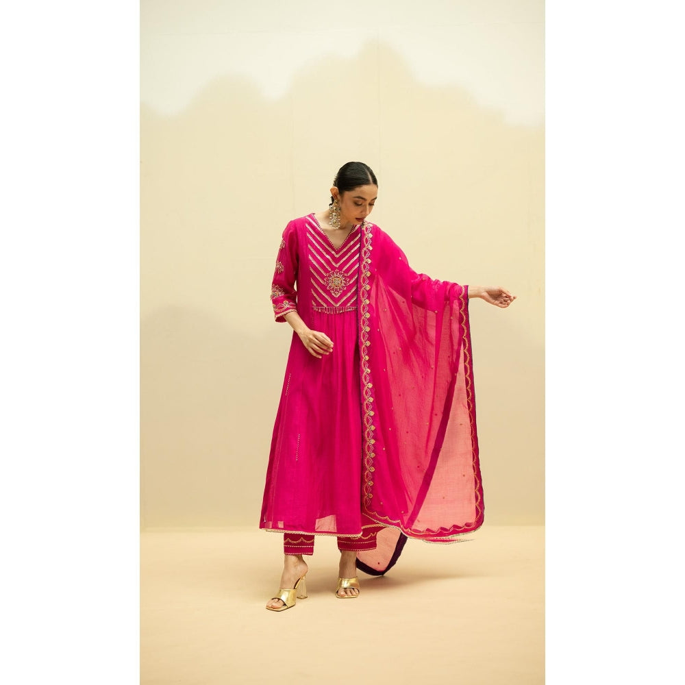 AM by Anita Mittal Jhoomar Pink Kurta with Pant and Dupatta