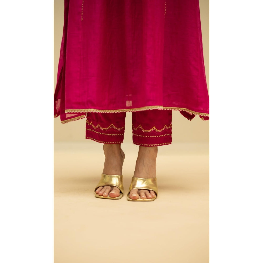 AM by Anita Mittal Jhoomar Pink Kurta with Pant and Dupatta