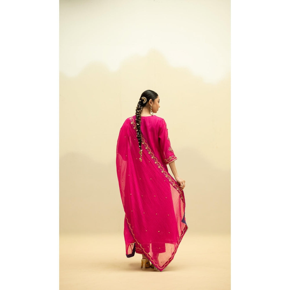 AM by Anita Mittal Jhoomar Pink Kurta with Pant and Dupatta