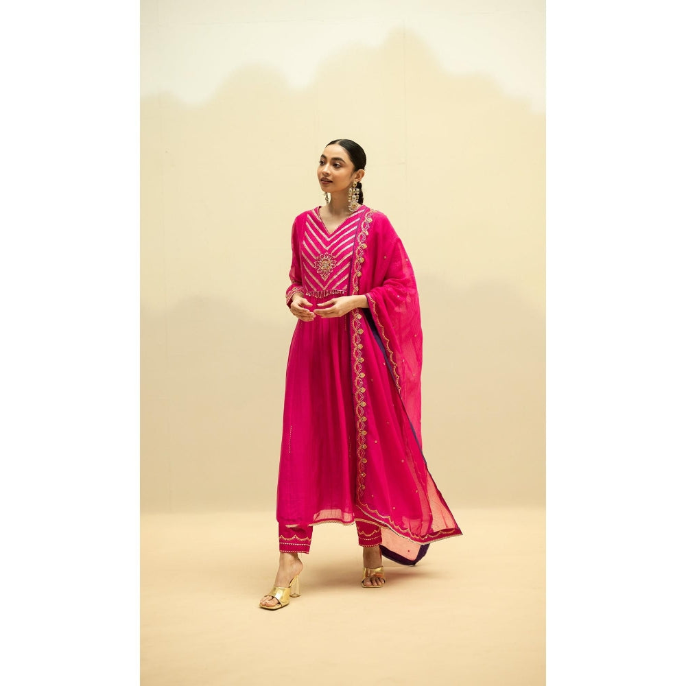 AM by Anita Mittal Jhoomar Pink Kurta with Pant and Dupatta