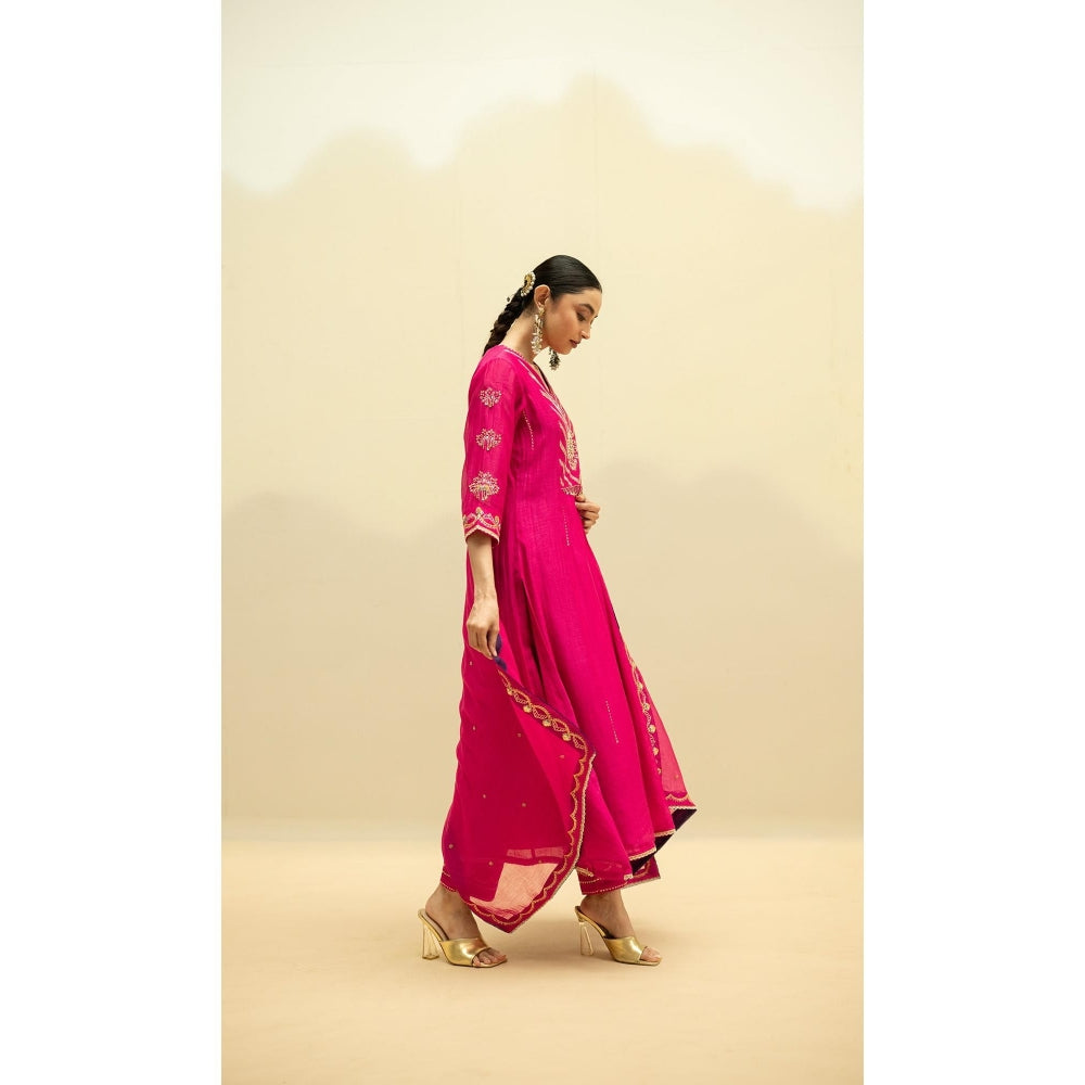 AM by Anita Mittal Jhoomar Pink Kurta with Pant and Dupatta