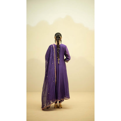 AM by Anita Mittal Taarini Purple Anarkali Kurta with Pant and Dupatta