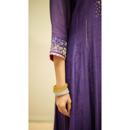 AM by Anita Mittal Taarini Purple Anarkali Kurta with Pant and Dupatta