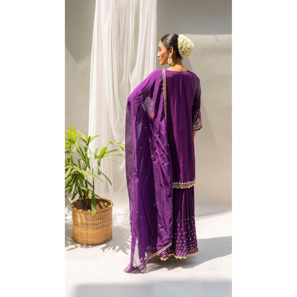 AM by Anita Mittal Purple Gulmohar Kurta with Sharara and Dupatta