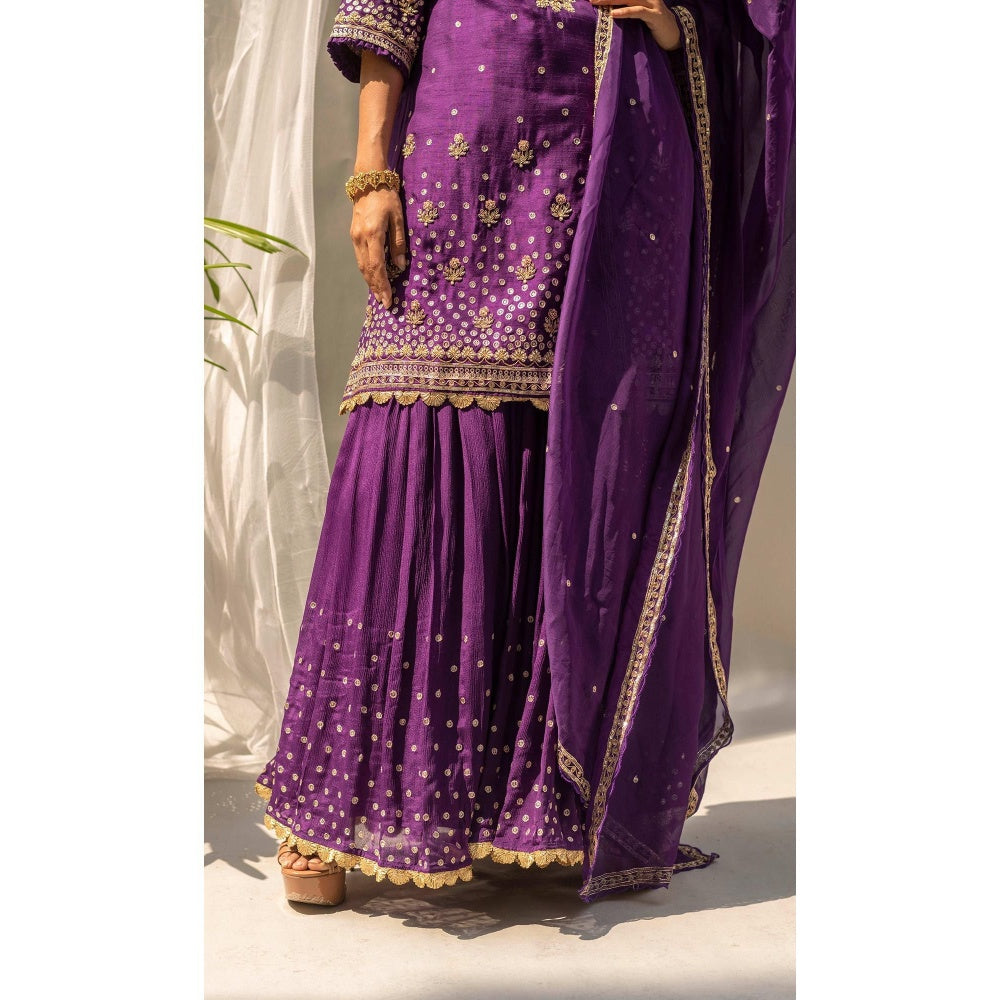 AM by Anita Mittal Purple Gulmohar Kurta with Sharara and Dupatta