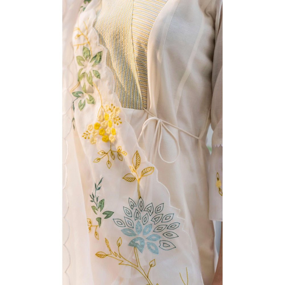 AM by Anita Mittal White Seher A-Line Kurta with Pant and Dupatta