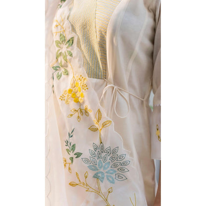 AM by Anita Mittal White Seher A-Line Kurta with Pant and Dupatta
