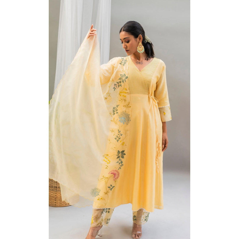 AM by Anita Mittal Yellow Seher A-Line Kurta with Pant and Dupatta