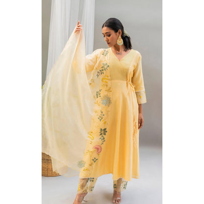 AM by Anita Mittal Yellow Seher A-Line Kurta with Pant and Dupatta