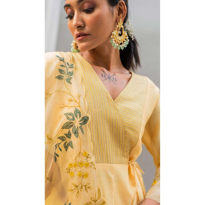 AM by Anita Mittal Yellow Seher A-Line Kurta with Pant and Dupatta