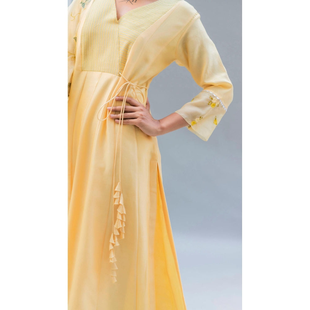 AM by Anita Mittal Yellow Seher A-Line Kurta with Pant and Dupatta