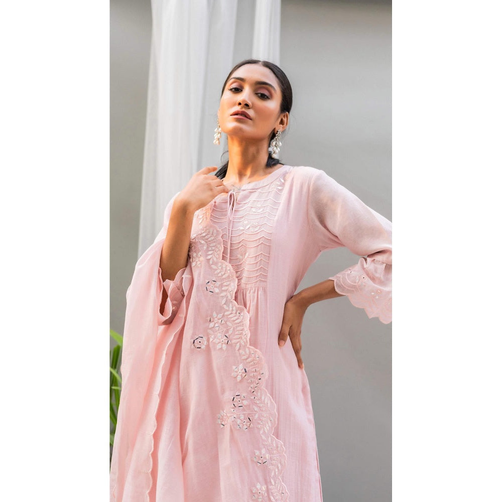 AM by Anita Mittal Pink Saadgi A-Line Kurta with Pant and Dupatta