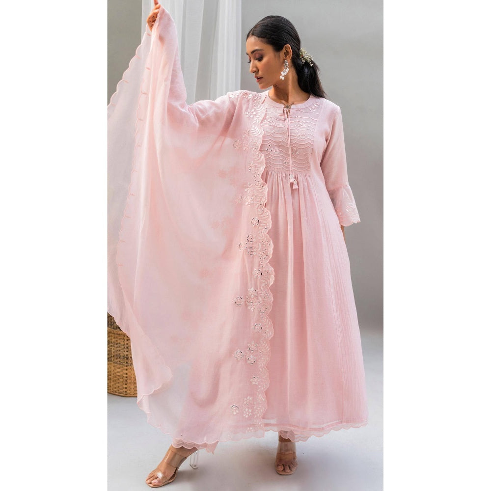 AM by Anita Mittal Pink Saadgi A-Line Kurta with Pant and Dupatta