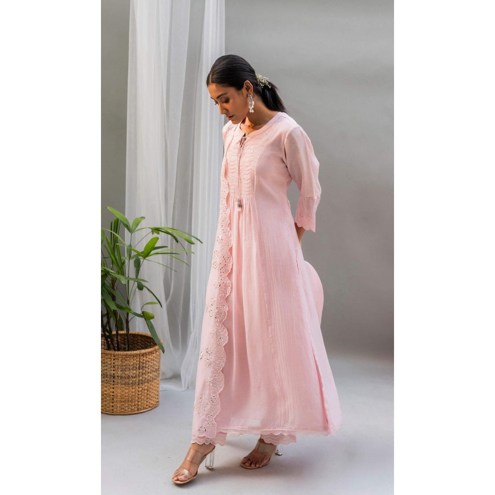 AM by Anita Mittal Pink Saadgi A-Line Kurta with Pant and Dupatta